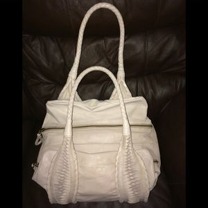 Vintage taupe leather handbag